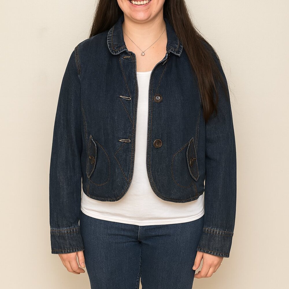 Vintage Sonoma Cropped Jean Jacket New 100% Cotton Size XL Casual Coastal Cowgir